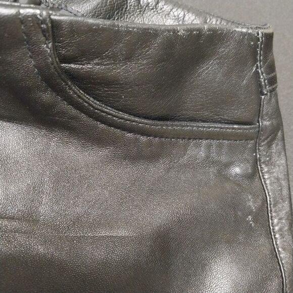 VTG Gap leather pants Women 4 black bootcut 28x31 Biker Motorcycle Gothic Y2K - Picture 5 of 12